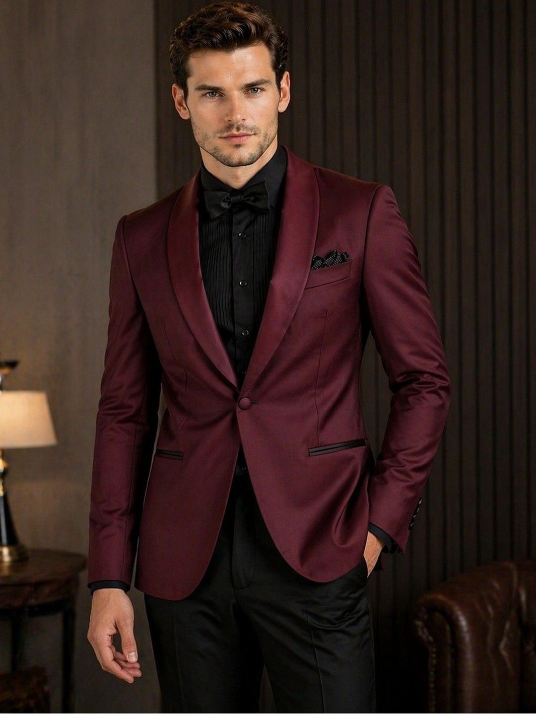 House of Pataudi Shawl Collar Tailored Fit Party Blazers-picture-31
