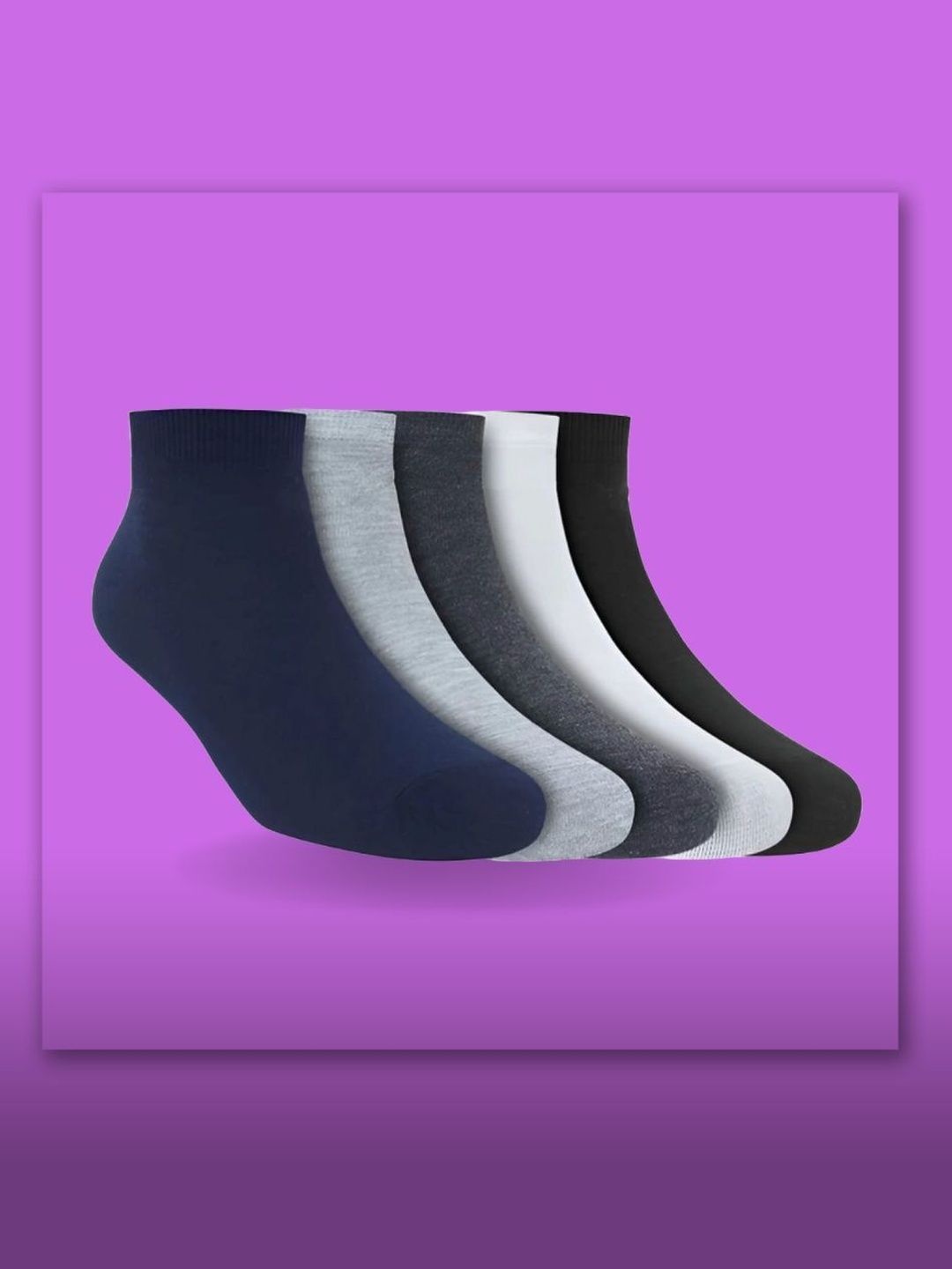 MJE Men Pack of 5 Cotton Blend Assorted Ankle Length Socks-picture-42