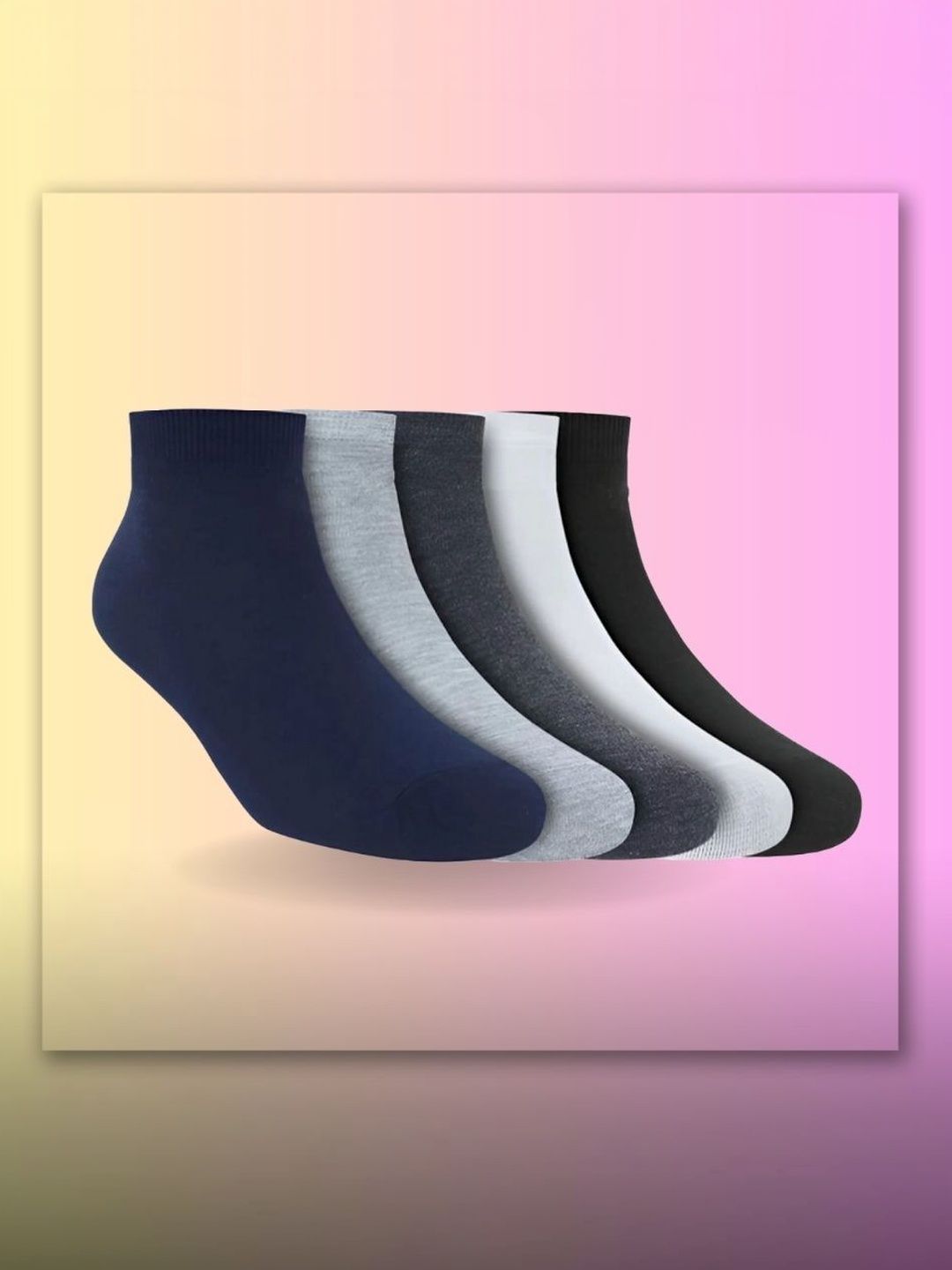 MJE Men Pack of 5 Cotton Blend Assorted Ankle Length Socks-picture-35