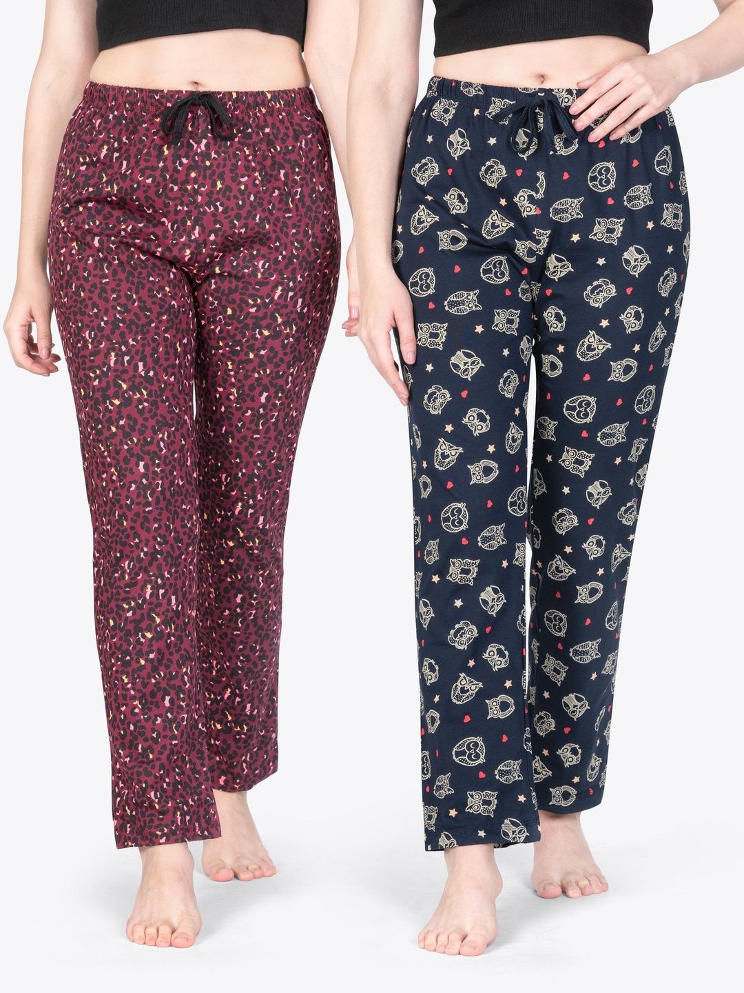ariel Pack Of 2 Printed Cotton Mid-Rise Straight Lounge Pants-picture-38