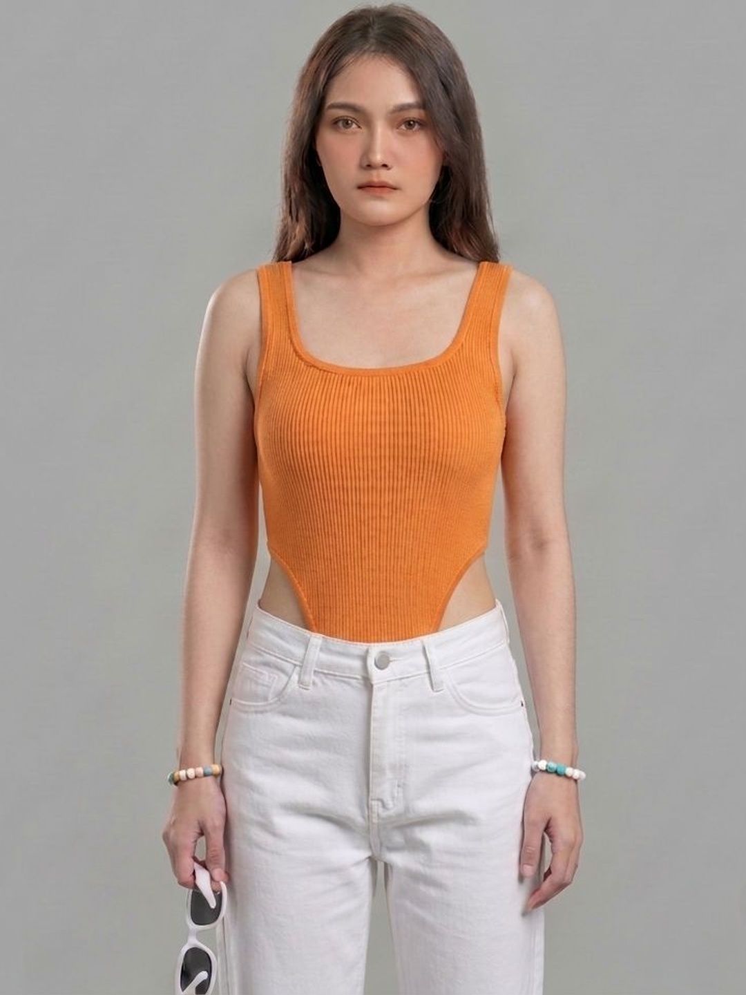 ZEROZABAR Ribbed Round Neck Bodysuit-picture-34