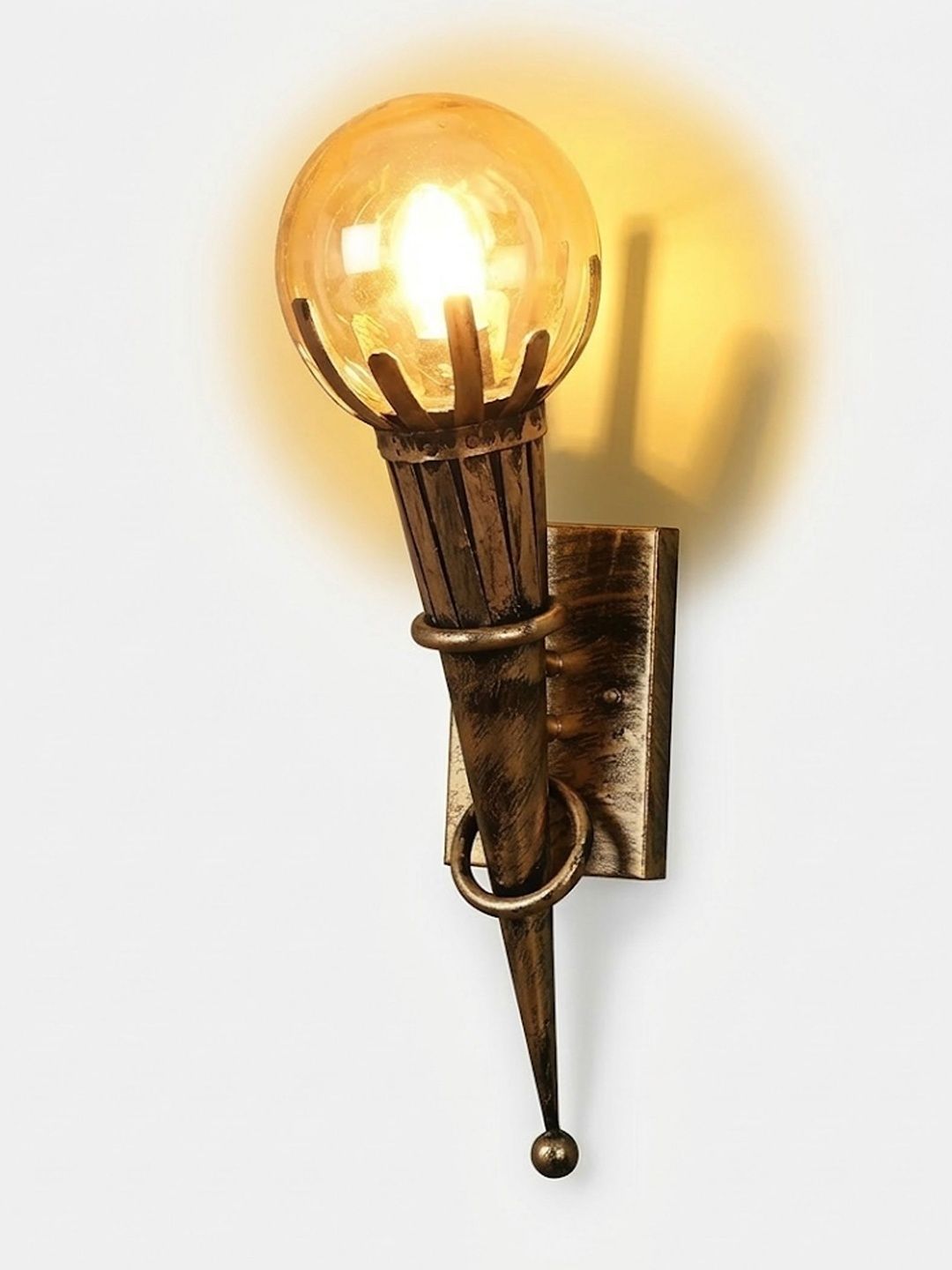BD LIGHT Gold-Toned & Bronze-Toned Textured Metal Spherical Shaped Wall Lamp-image-40