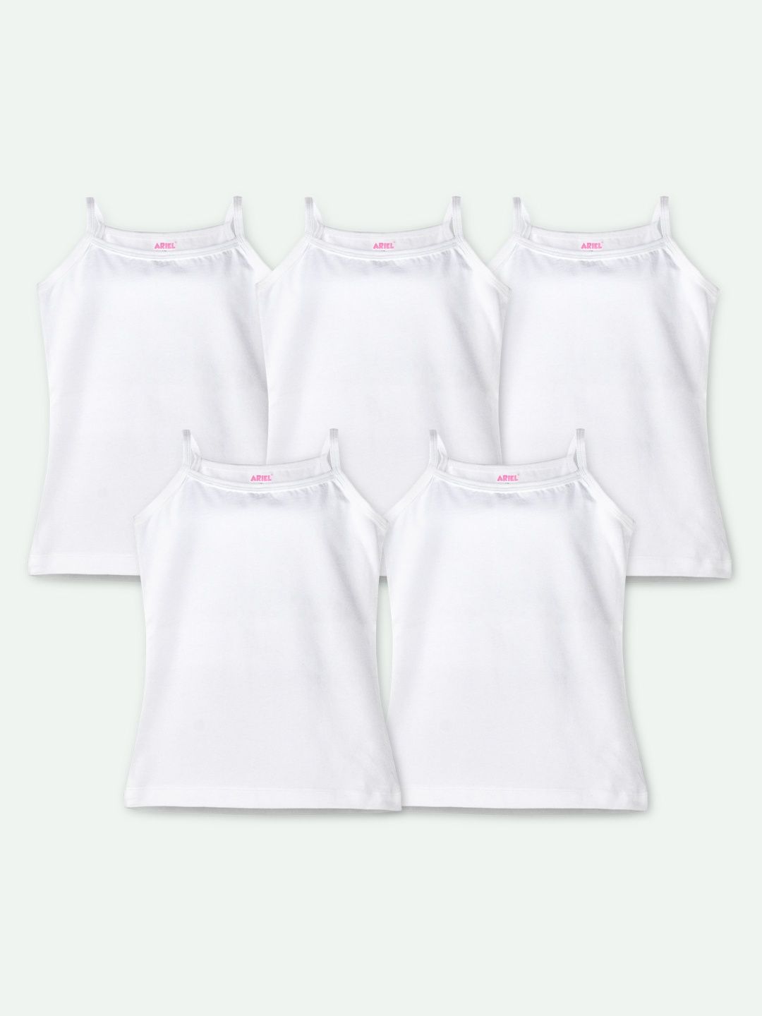 ariel Girls Pack Of 5 Round Neck Non Padded Camisoles-picture-32