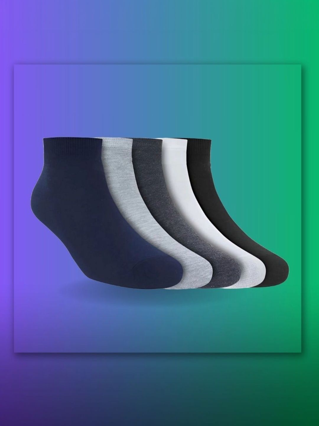 MJE Men Pack of 5 Cotton Blend Assorted Ankle Length Socks-picture-36