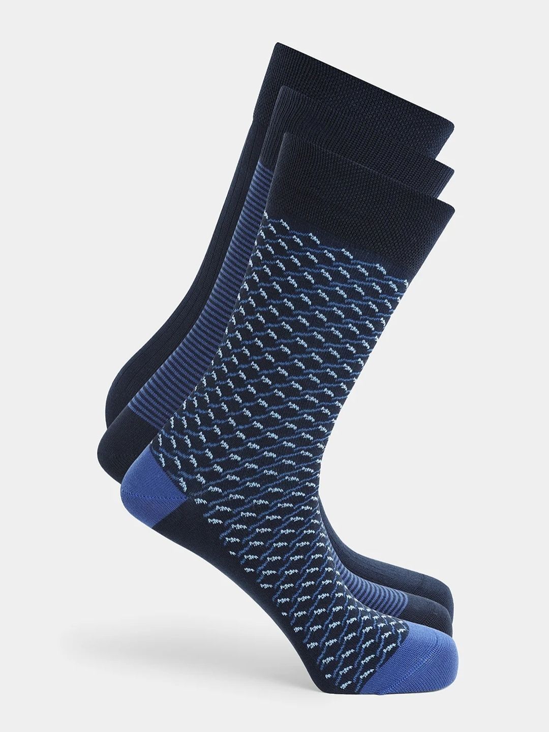 Blackberrys Men Pack of 3 Cotton Assorted Patterned Calf Length Socks-image-42