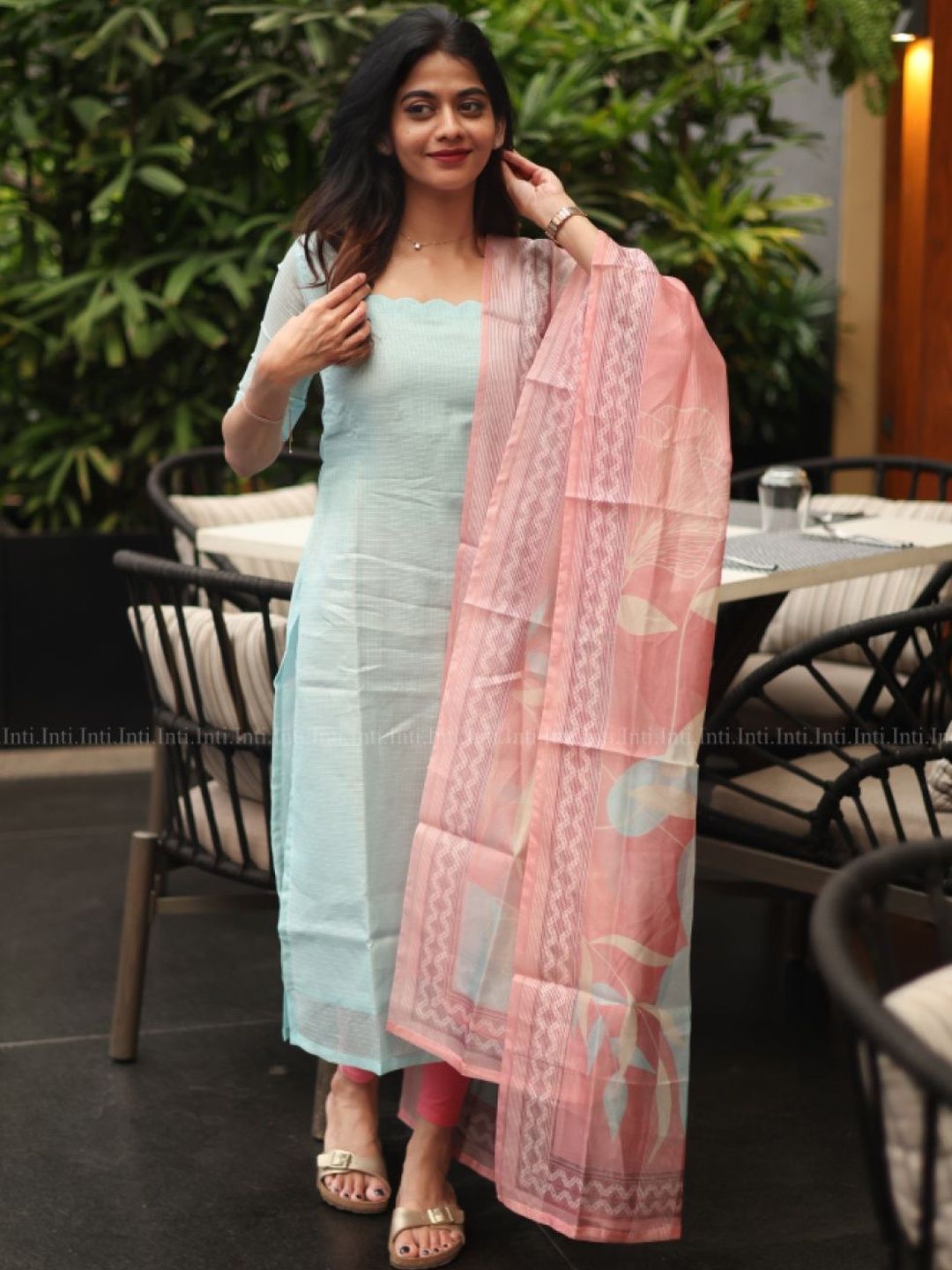 INTI Woven Design Square Neck Kurti-image-37