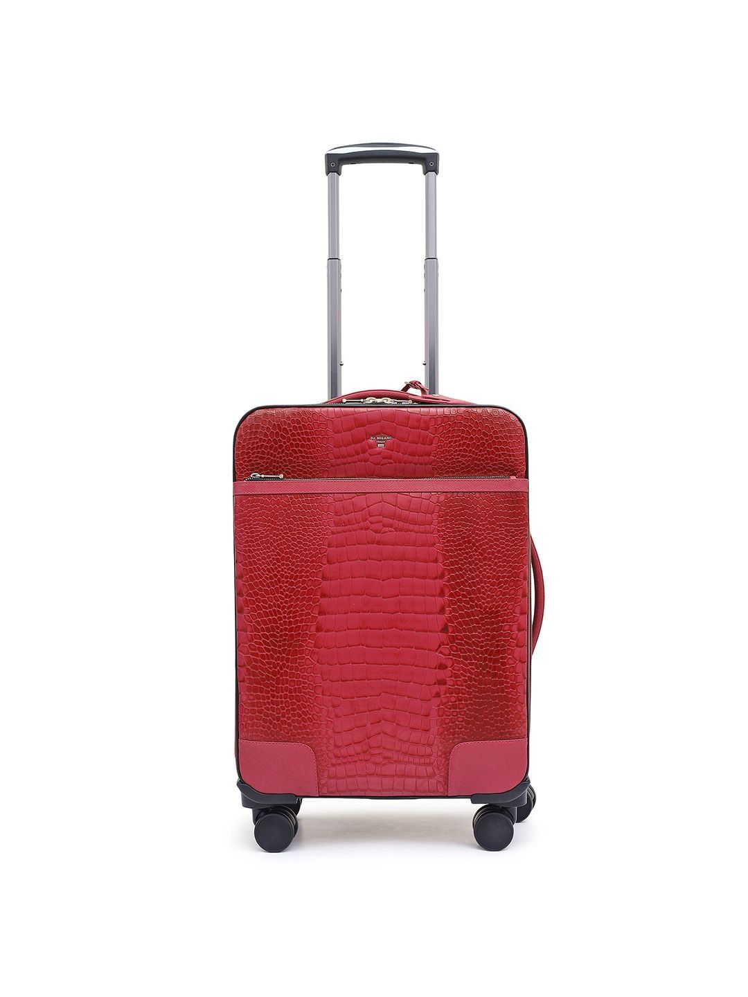 Da Milano Red Textured Medium Trolley Bag-picture-51