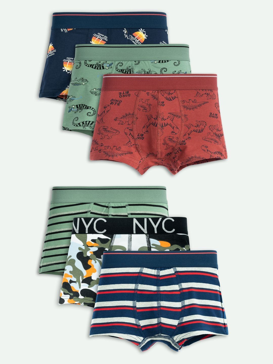 ariel Boys Pack of 6 Cotton Blend Assorted Printed Trunks-picture-37