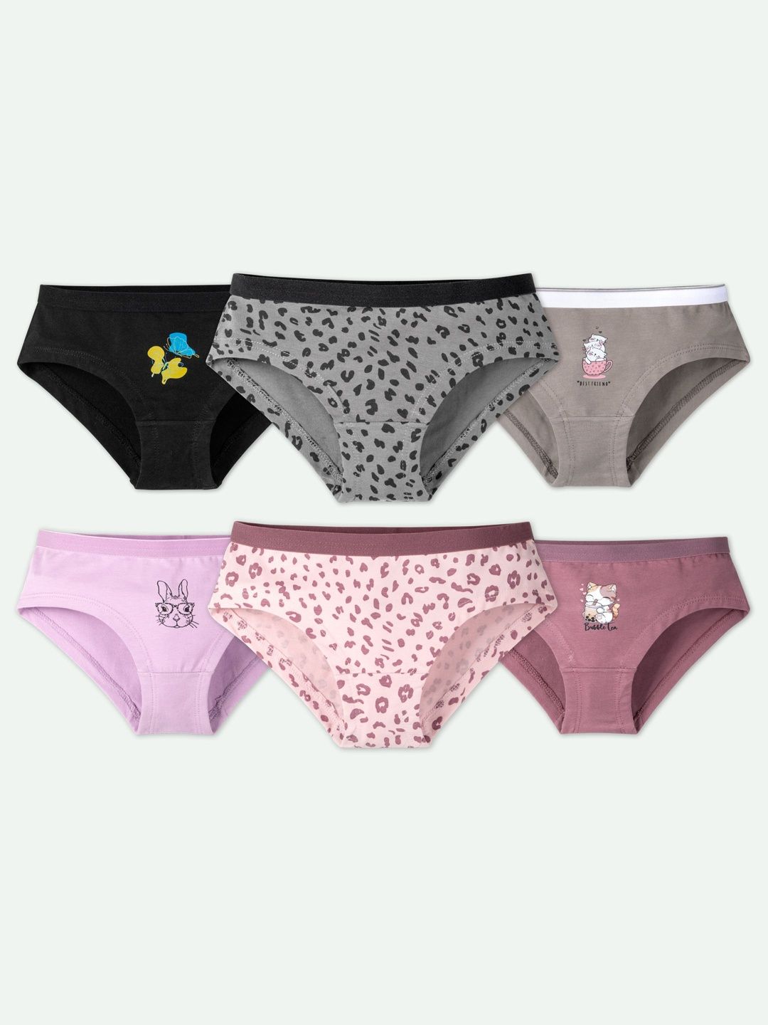 ariel Girls Pack of 6 Printed Assorted Cotton Basic Briefs-picture-52