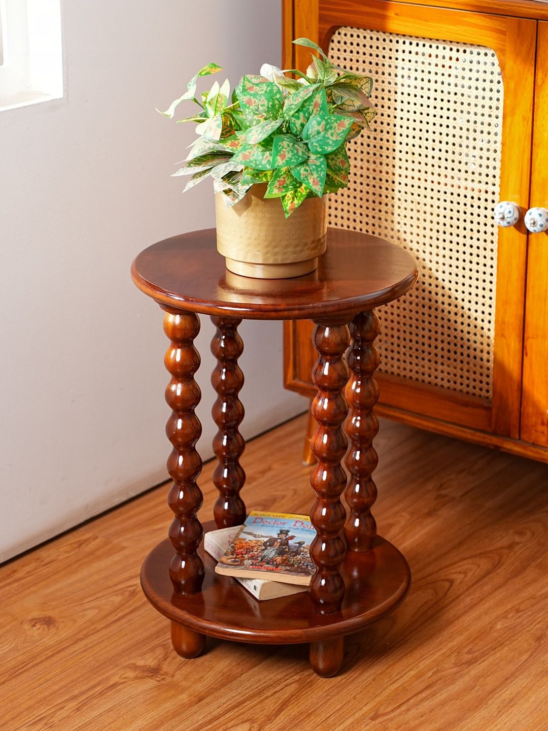 THREADVIBE LIVING Printed Wooden Bedside Table-picture-39
