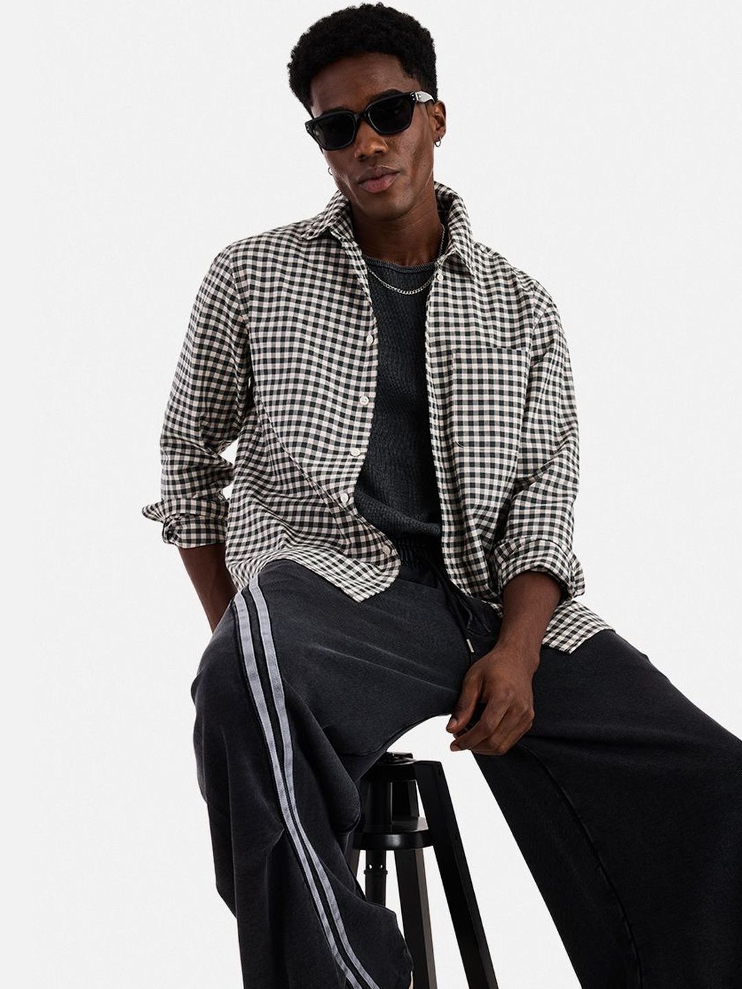 Snitch Men Gingham Checks Checked Casual Shirt-picture-47