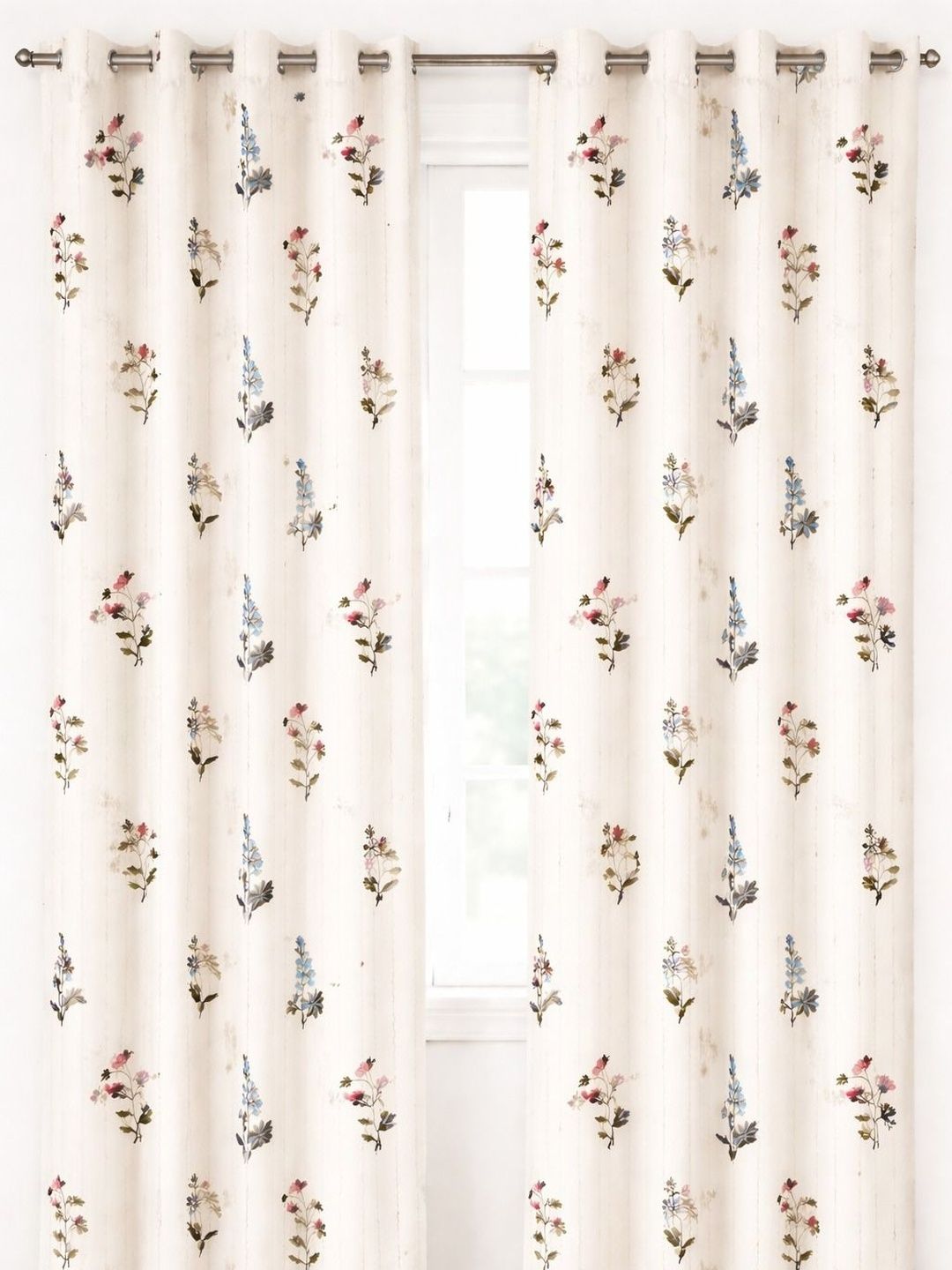 Lunar Days Cream-Coloured Set of 2 Floral Door Curtains and Sheers-picture-14