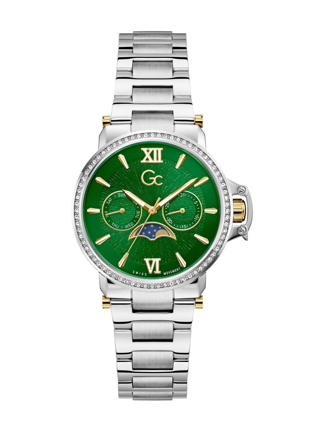 GC Women Dial & Stainless Steel Bracelet Style Straps Analogue Date Aperture Watch Z69001L7-image-35
