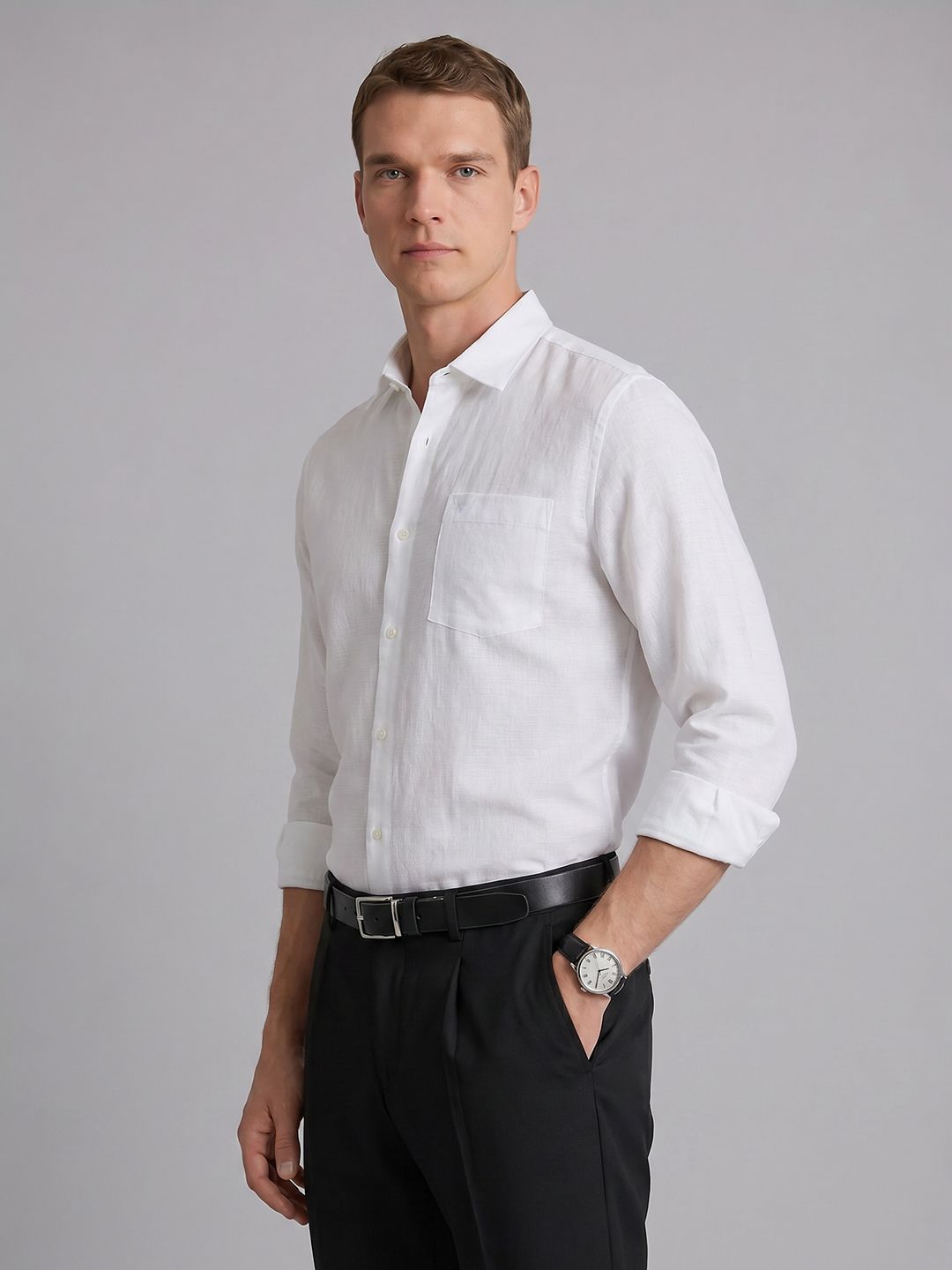 Blackberrys Slim Fit Self Design Textured Formal Shirt-image-14