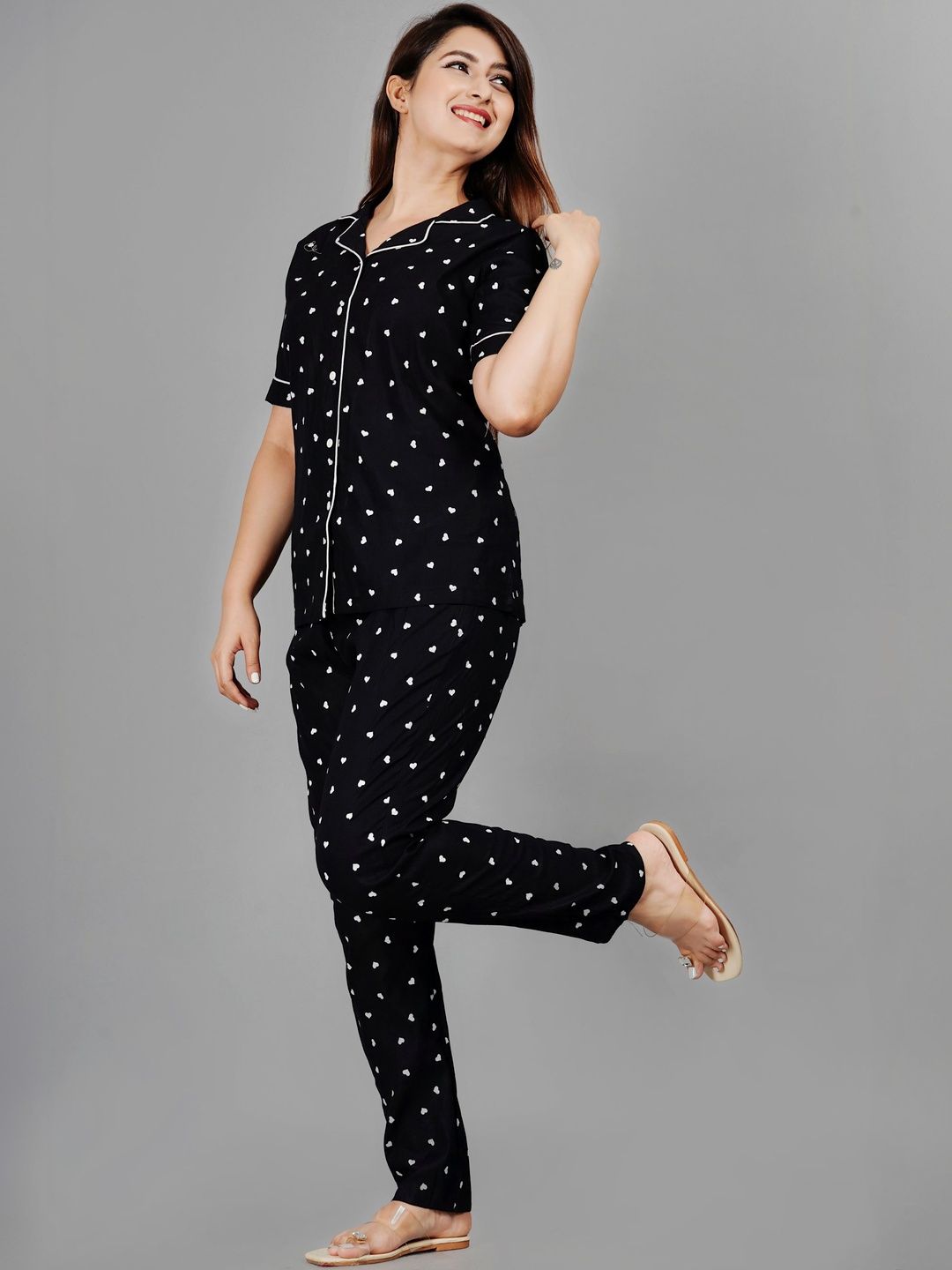 TREND ME Women Polka Dot Printed Night suit-picture-38
