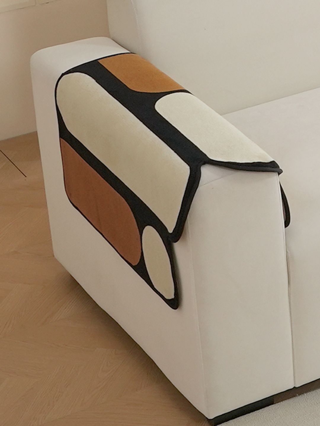 HOKIPO Oyster Beige Anti-Slip Sofa Armrest Cover 1 Pair-picture-0