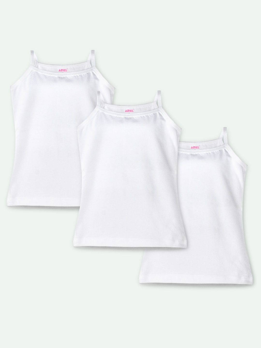 ariel Girls Pack Of 3 Round Neck Non Padded Camisoles-picture-33
