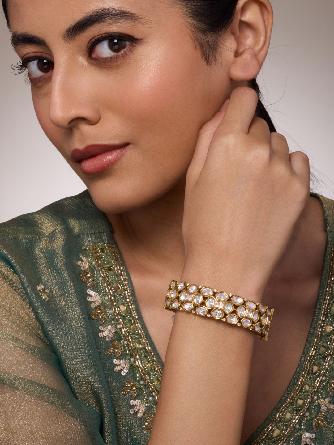 Kushal's Fashion Jewellery Victorian-Plated Bridal Kundan-Studded Bangle-picture-47
