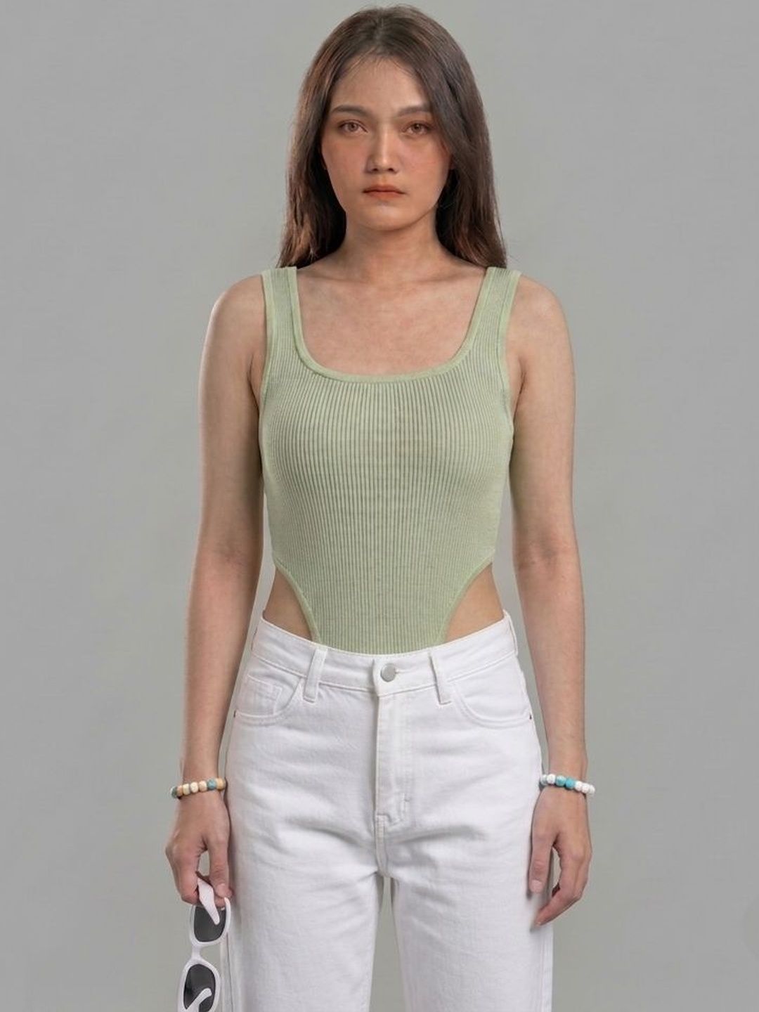 ZEROZABAR Ribbed Round Neck Bodysuit-picture-36
