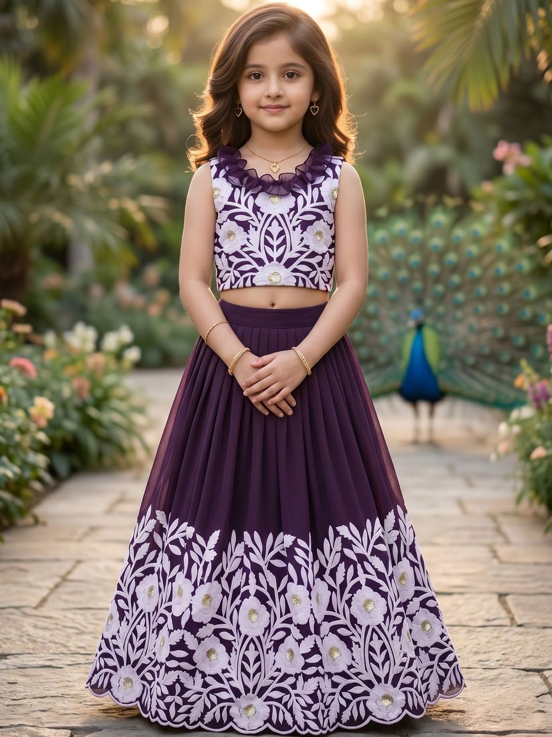 KALINI Girls Embroidered Sequinned Semi-Stitched Lehenga &-picture-38