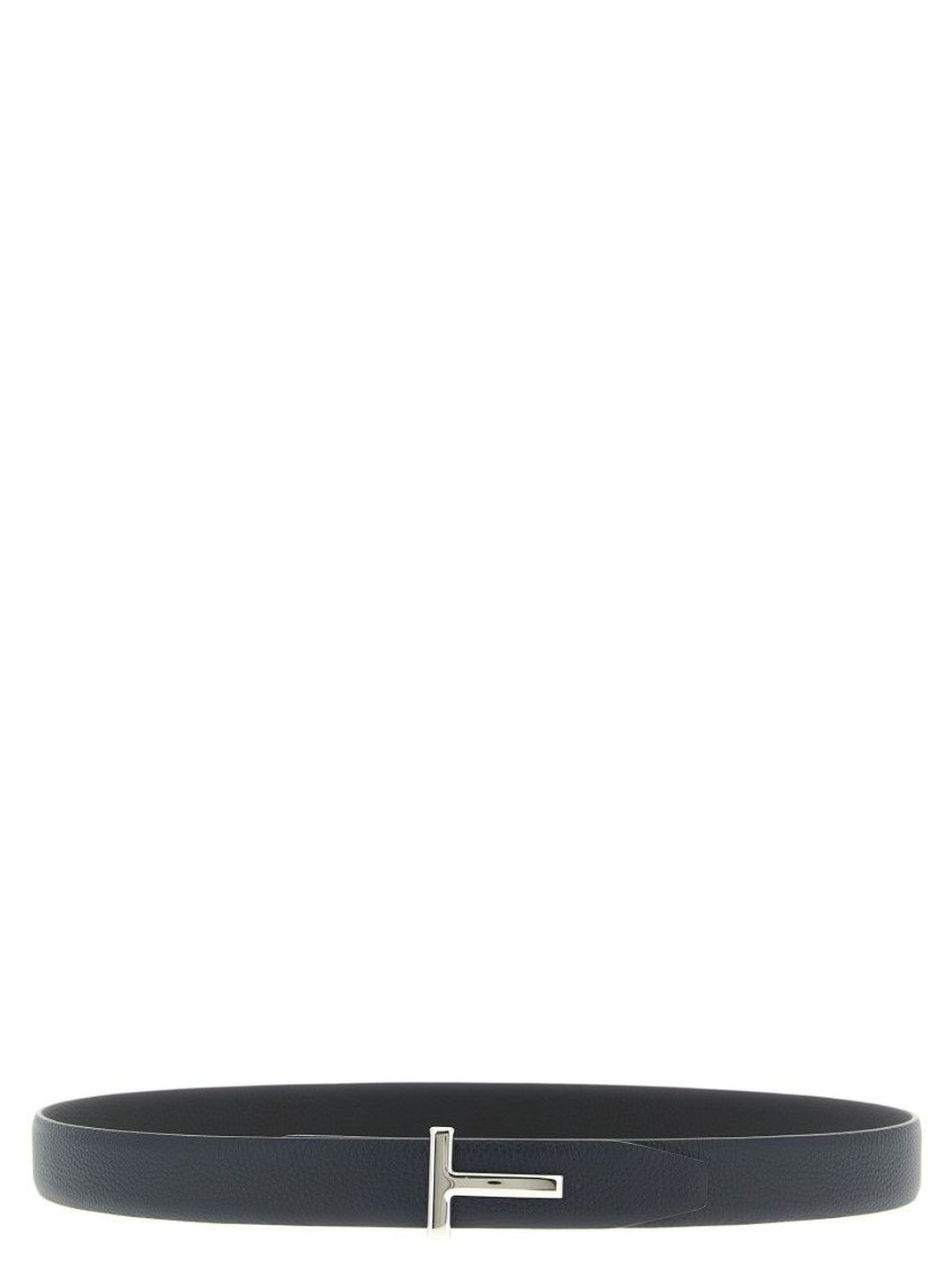 Tom Ford Navy Blue Hammered Reversible Textured Belt-image-5
