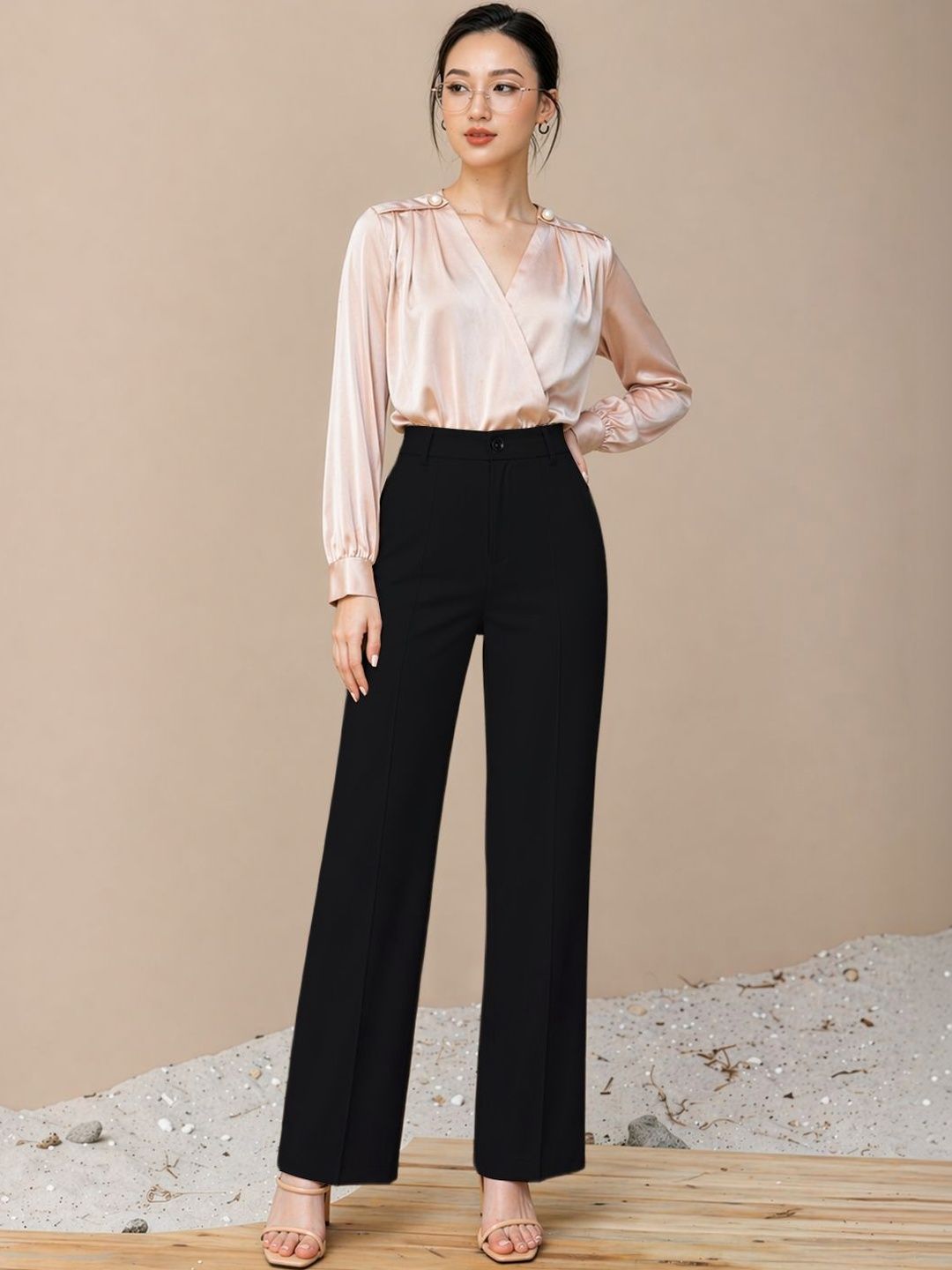 Navyankaa Women Straight Fit High-Rise Trousers-picture-27