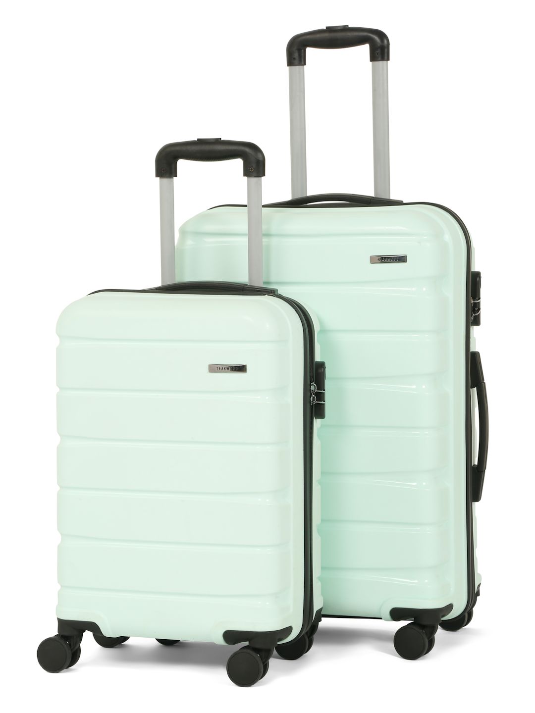 Teakwood Leathers Unisex Set of 2 Pistachio Solid Hard Sided Trolley Bag-image-47