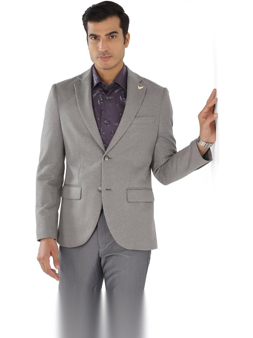 Blackberrys Self Design Notched Lapel Single-Breasted Slim Fit Formal Blazers-picture-12