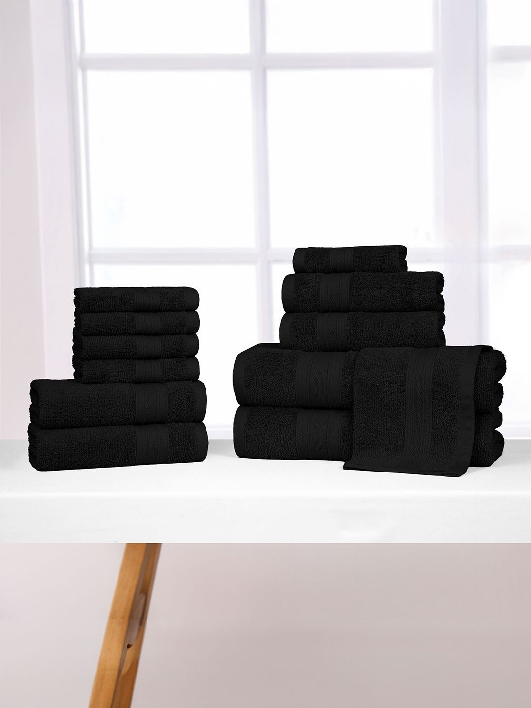 MYTRIDENT Black Cotton 500 GSM Towel Set-image-12