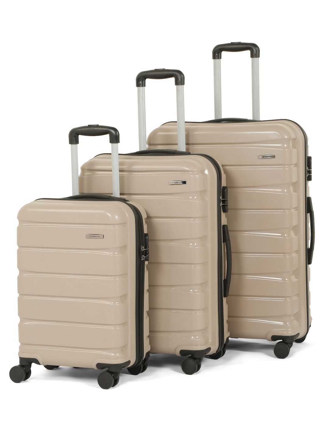 Teakwood Leathers Set Of 3 Textured Hard Sided Small, Medium & Large Trolley Suitcase-picture-10