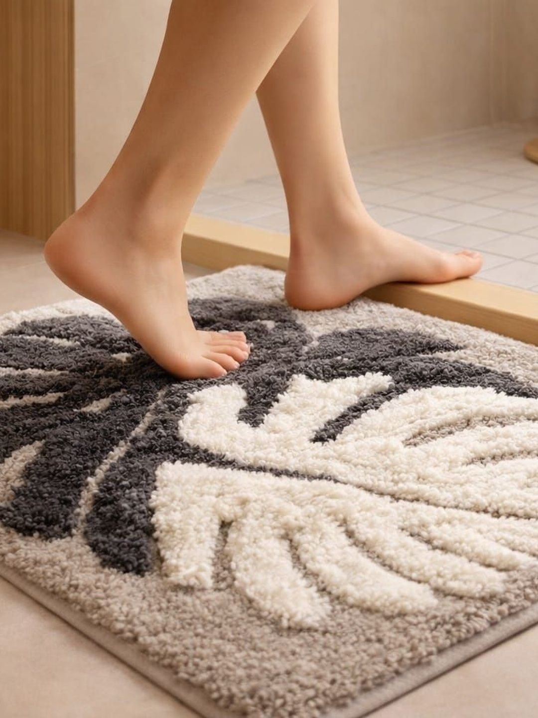 AaHo Decor Siler & Grey Anti-Slip Bath Rugs-image-25