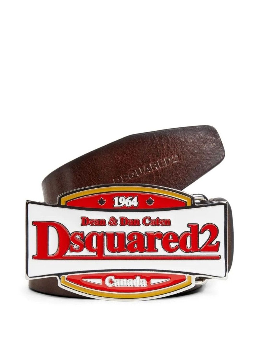 Dsquared2 Dsquared2 Brown Plaque Buckle Textured Belt-picture-11