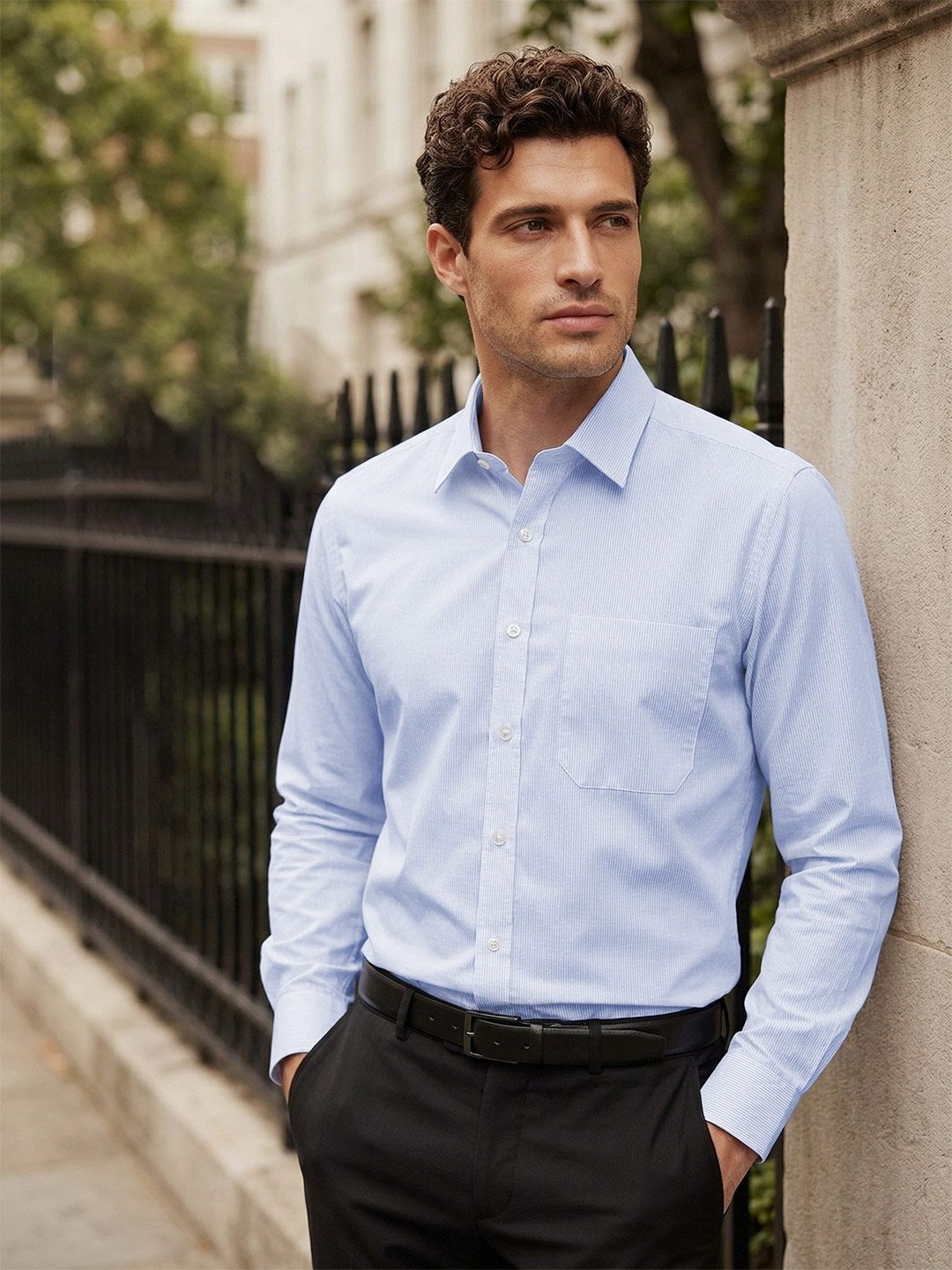 Men Slim Fit Easy Care Premium Cotton Full Sleeve Formal Shirt