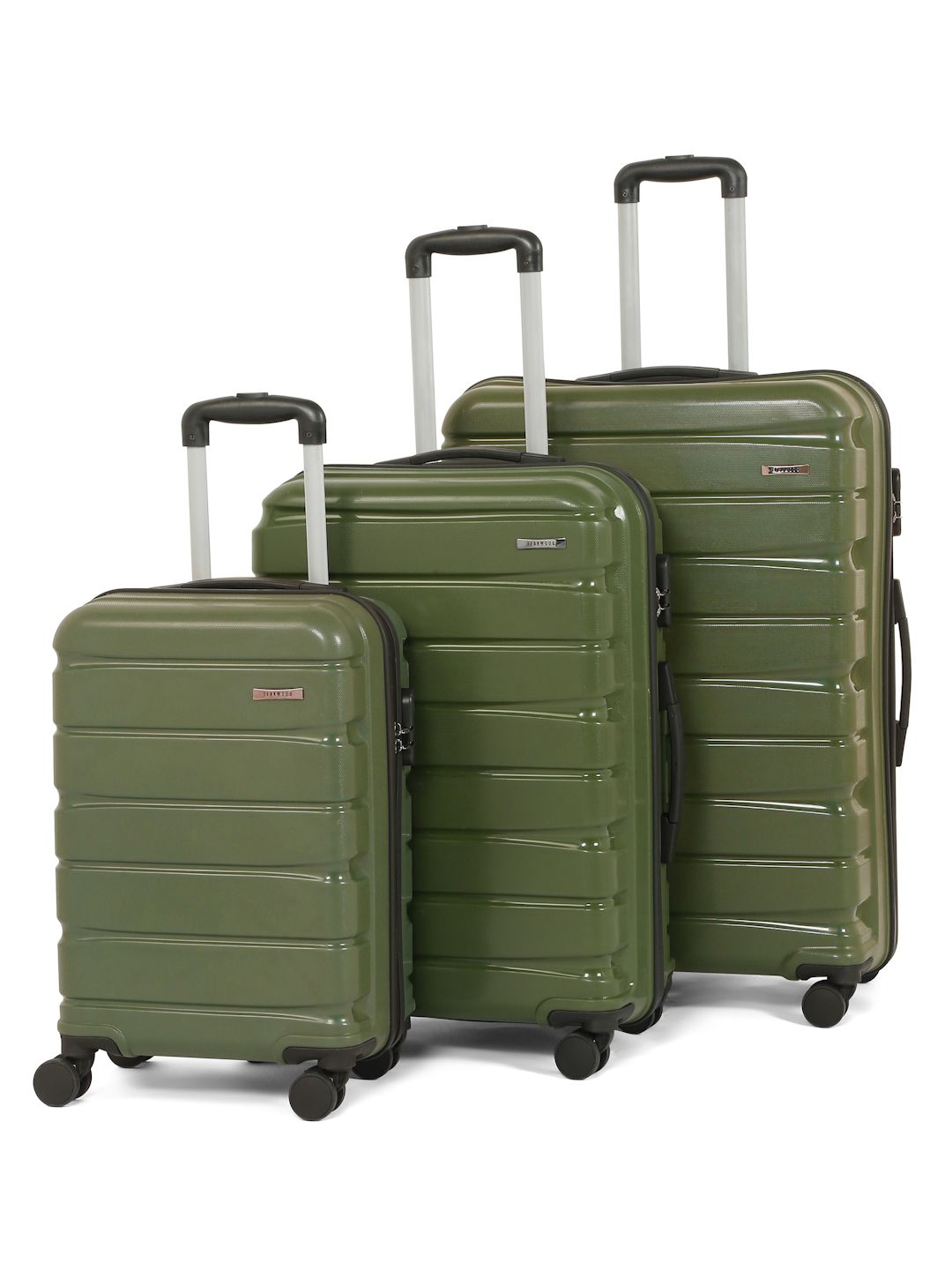 Teakwood Leathers Set Of 3 Textured Hard Sided Cabin, Medium & Large Trolley Suitcase-picture-42