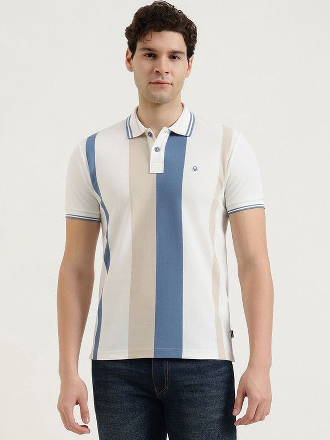 United Colors of Benetton Men Striped Polo Collar Pure Cotton T-shirt-picture-16