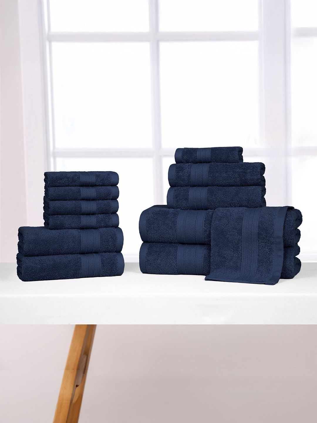 MYTRIDENT Navy Blue Cotton 500 GSM Towel Set-picture-25