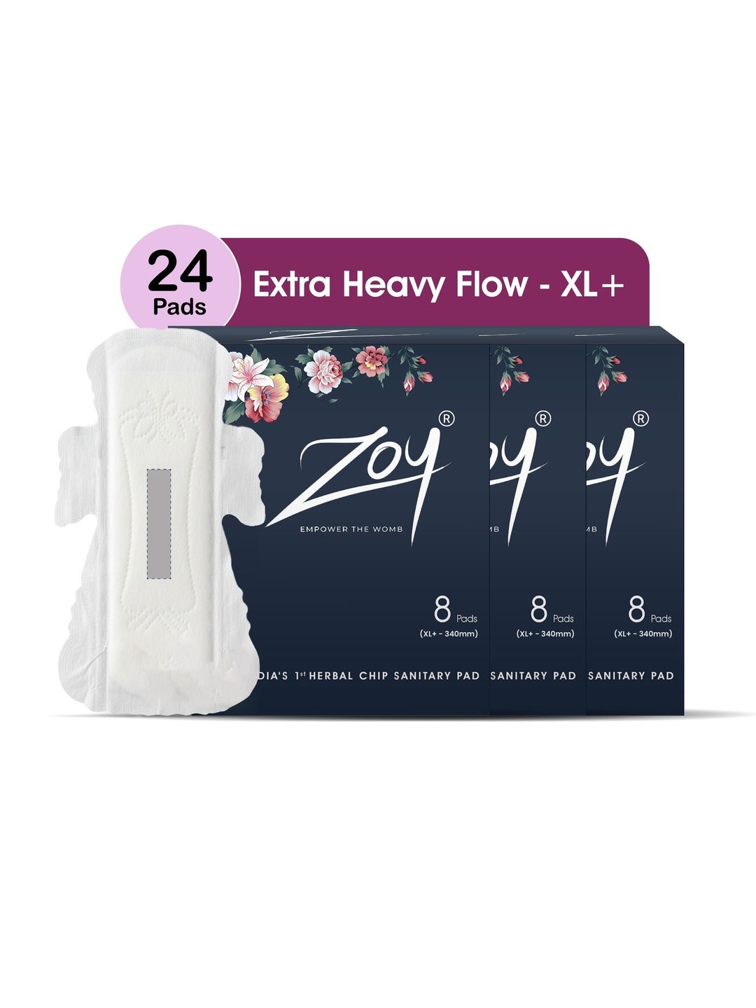ZOY Set Of 3 Rash Free Sanitary Napkins - XL- 8 Pads Each-image-18