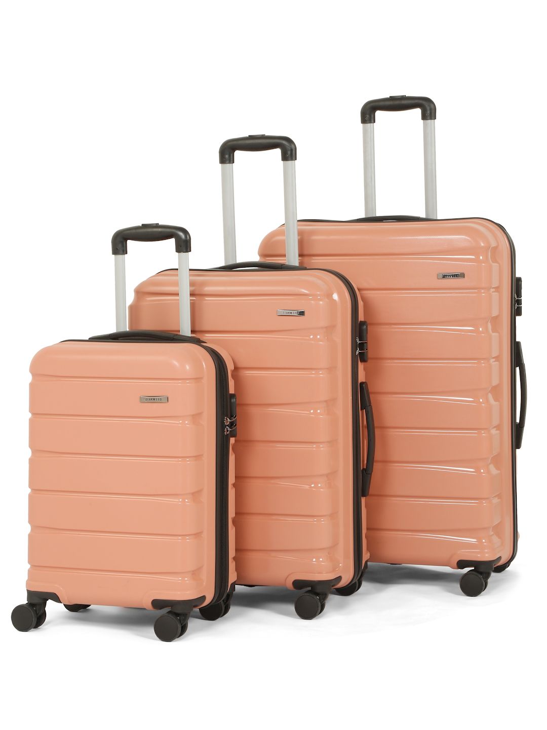 Teakwood Leathers Set of 3 Peach Solid Hard Sided Trolley Bag - 195 L-picture-35