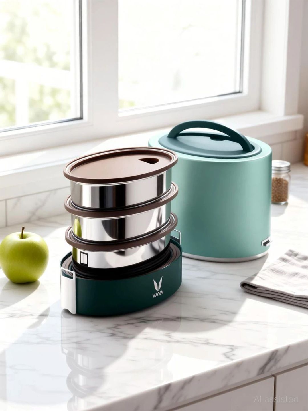 Vaya Green Stainless Steel Containers Lunch Box 1000ml-picture-50