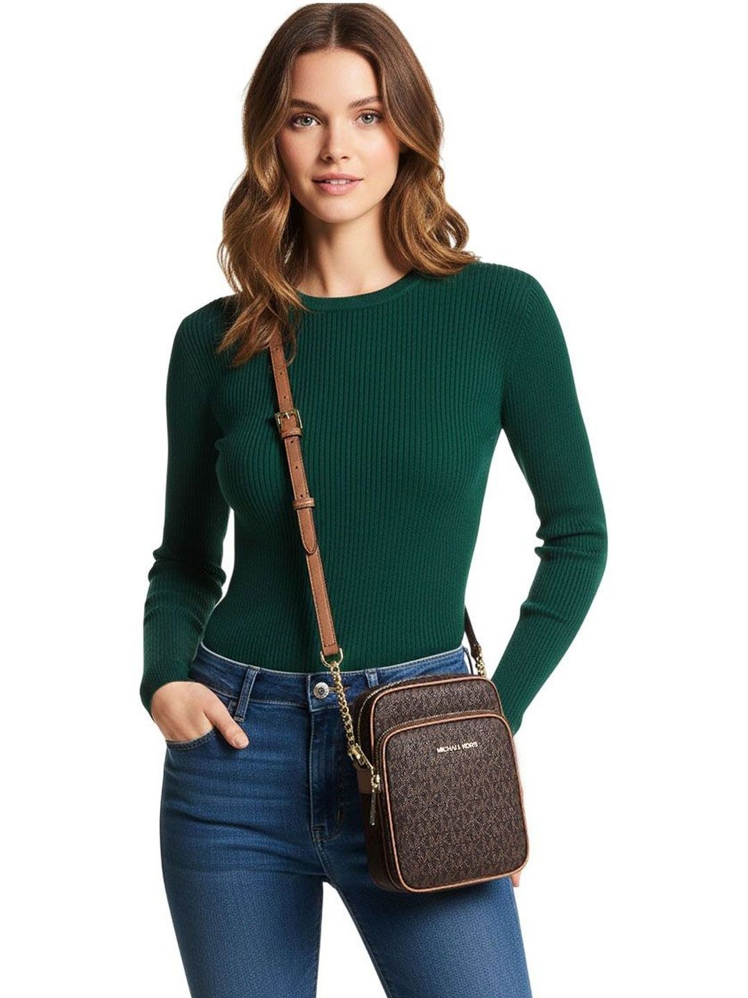Michael Kors Dark Brown Jet Set Travel Medium Crossbody Bag-picture-12