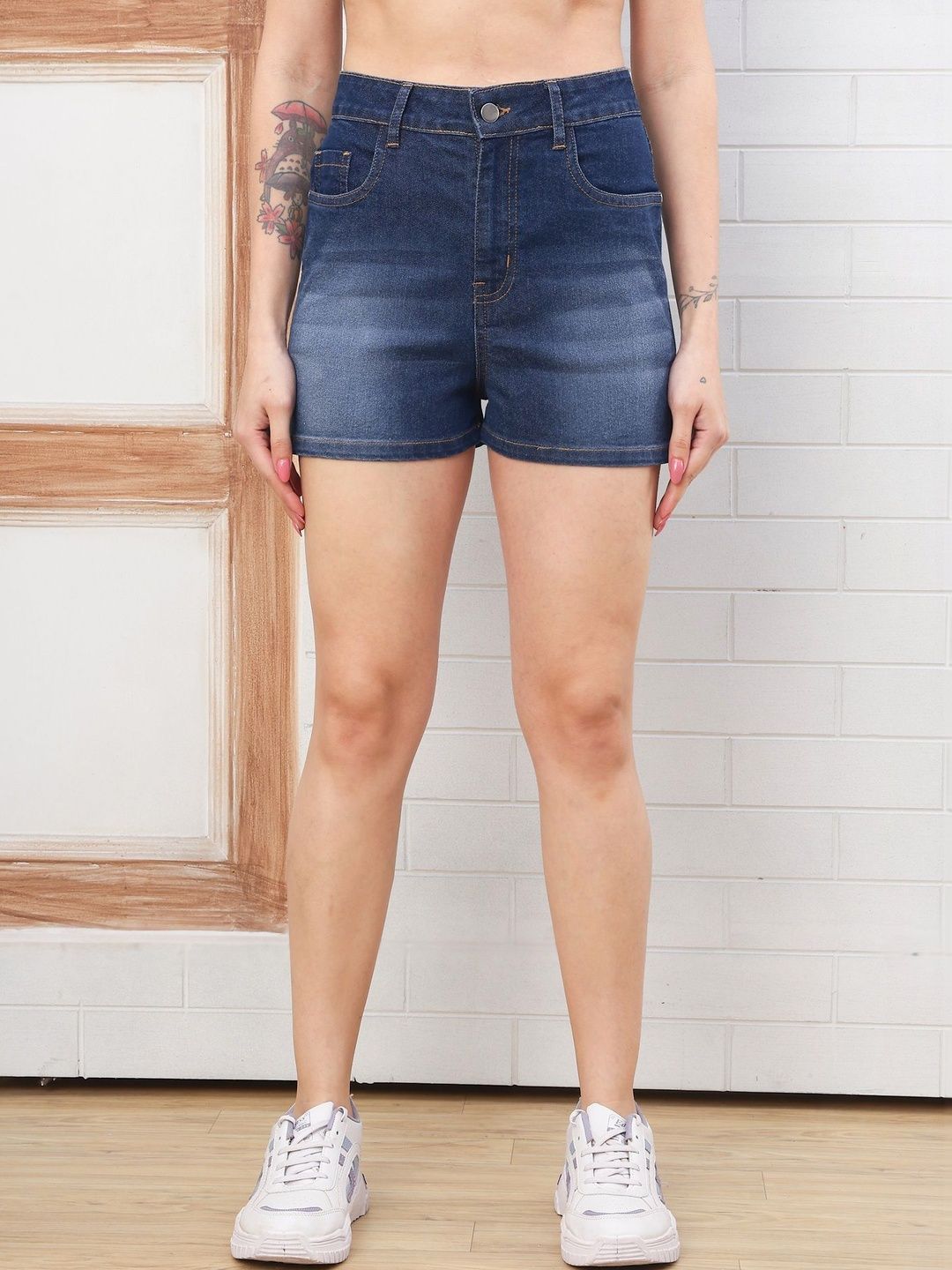 PUELLA Women Washed High-Rise Denim Shorts Technology-picture-25