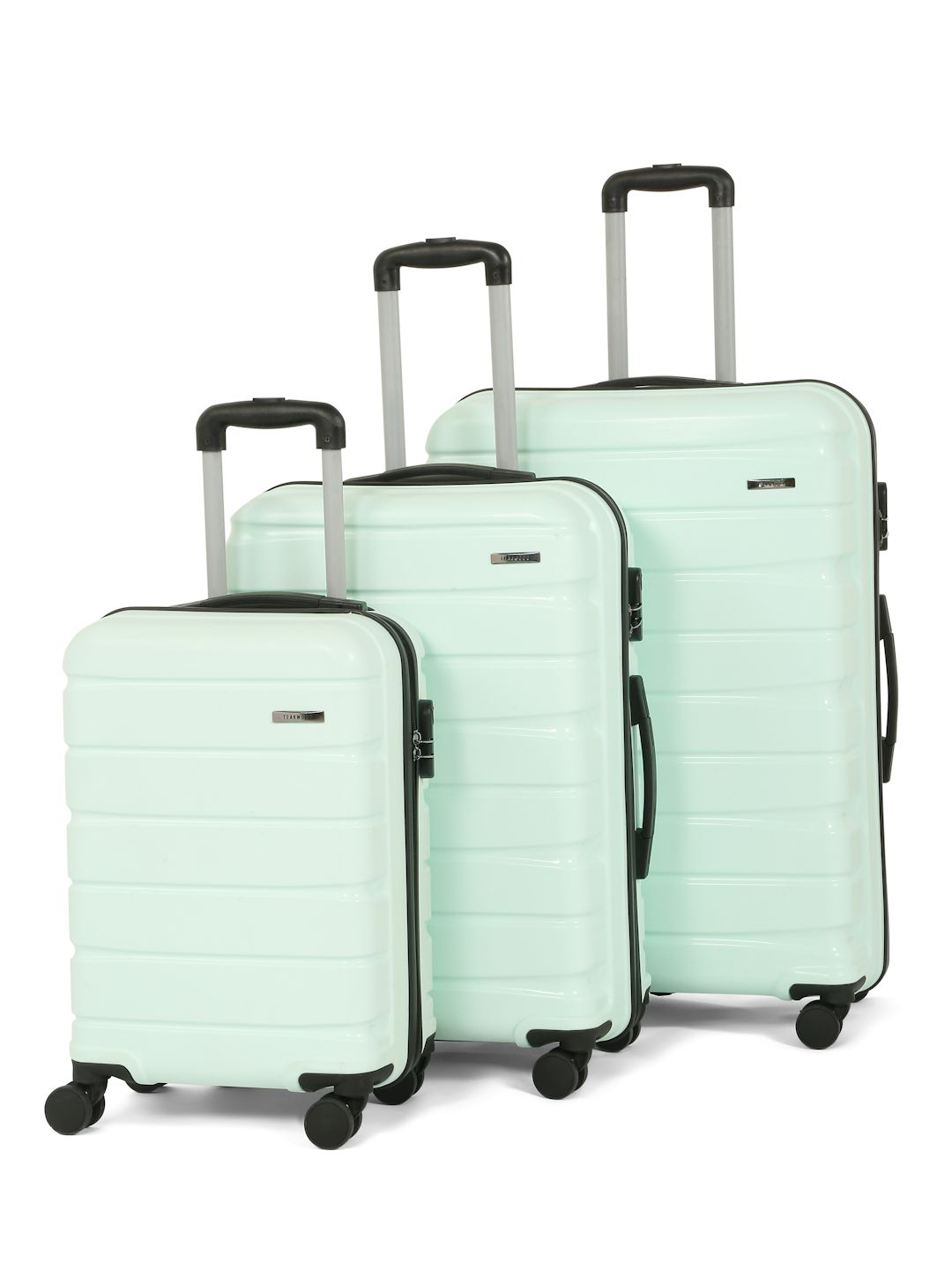Teakwood Leathers Set Of 3 Textured Hard Sided Cabin, Medium & Large Trolley Suitcase-picture-57