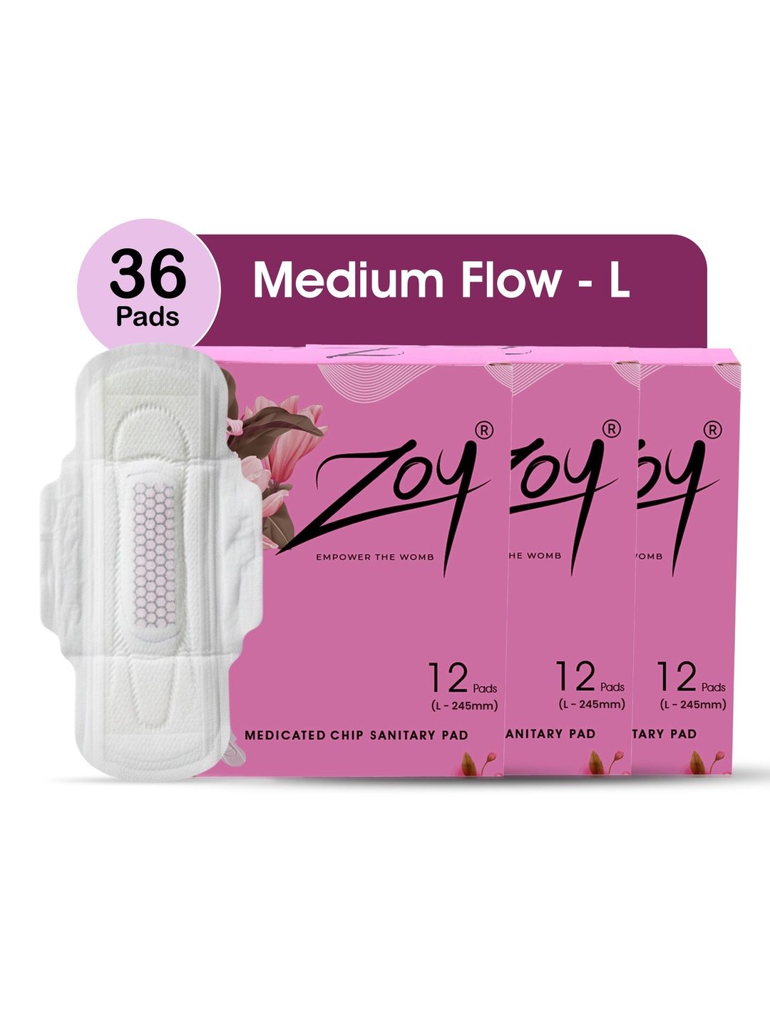 ZOY Set Of 3 Rash Free Sanitary Napkins - L- 12 Pads Each-image-30
