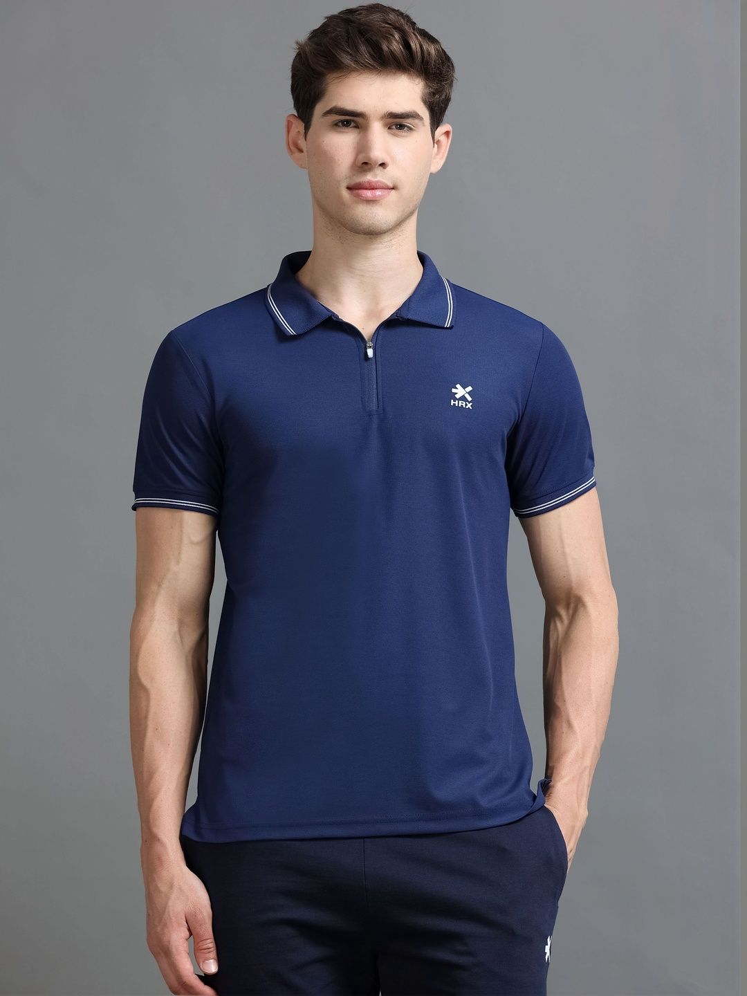 HRX by Hrithik Roshan Brand Logo Polo Collar Regular Fit T-shirt-picture-52
