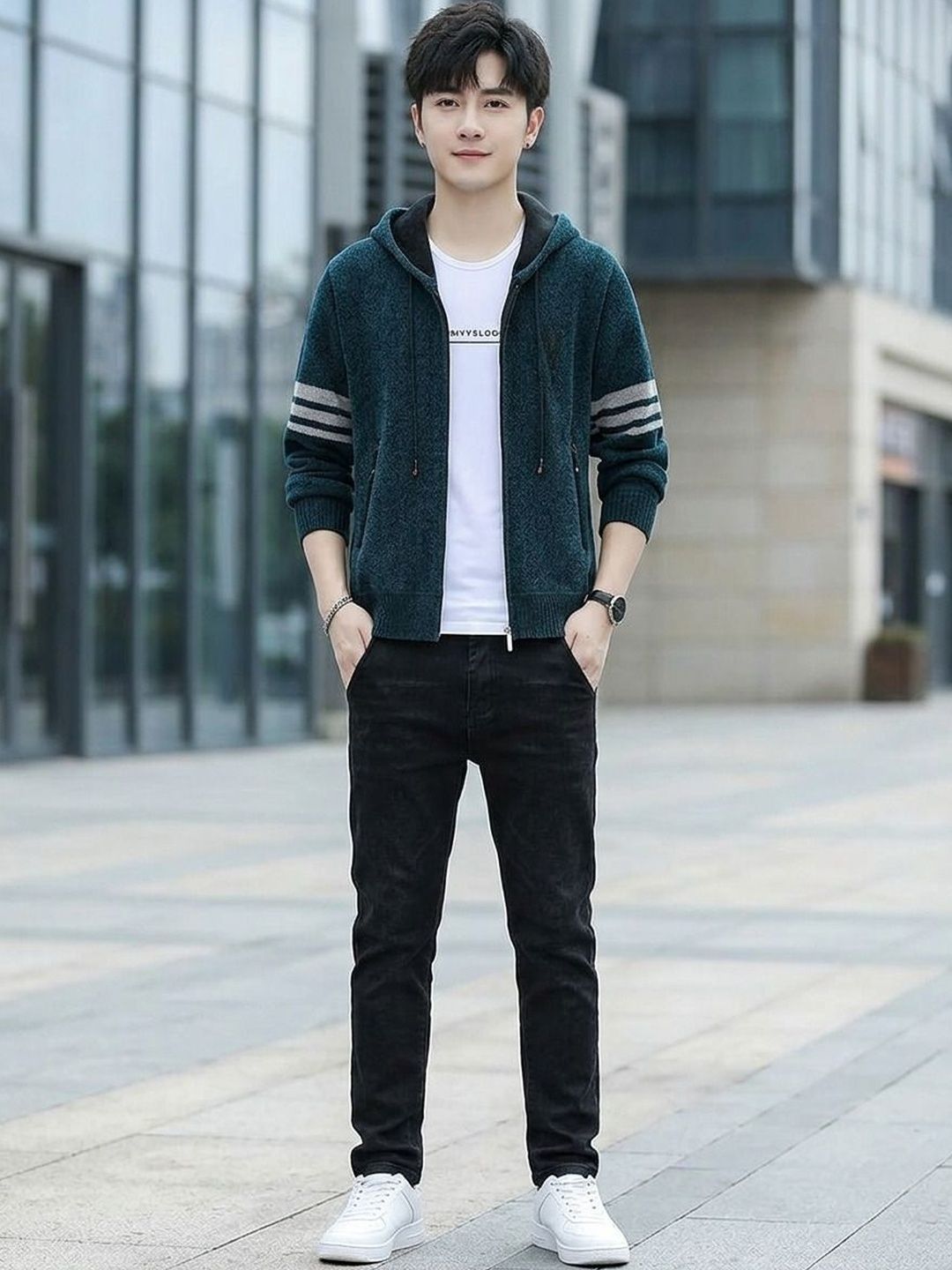 Moda Rapido Men Striped Lightweight Bomber Jacket-picture-32