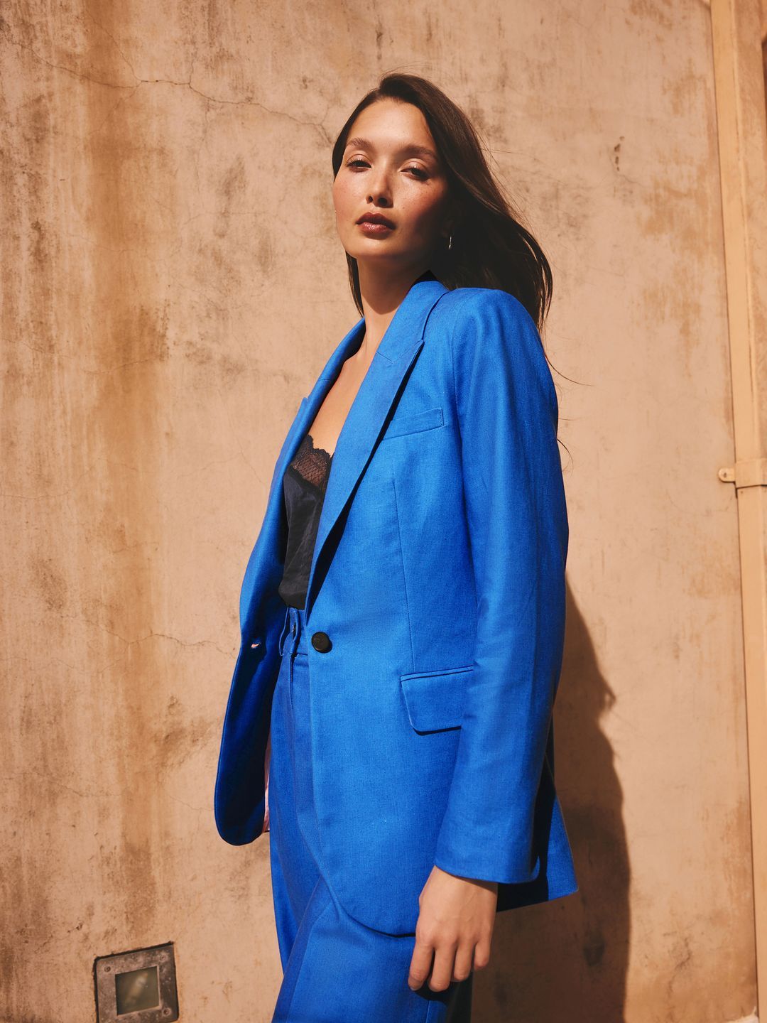 NEXT Blue Linen Rich Single Breasted Blazer-picture-28
