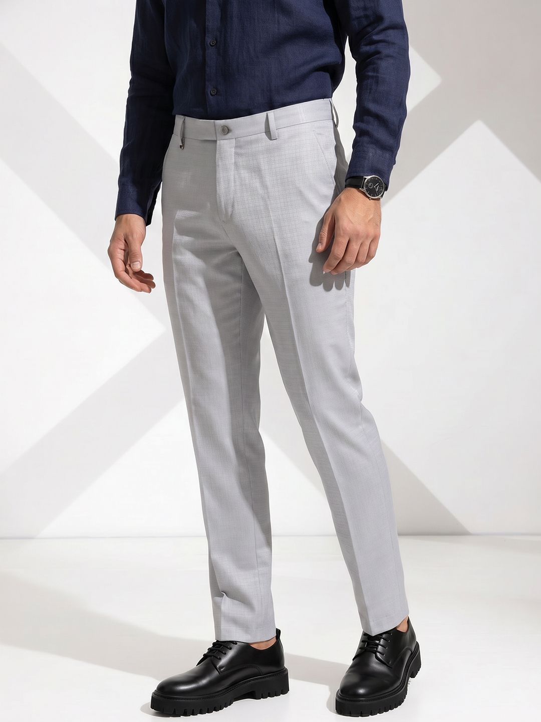 INVICTUS Men Checked Flat-Front Formal Trouser-picture-32