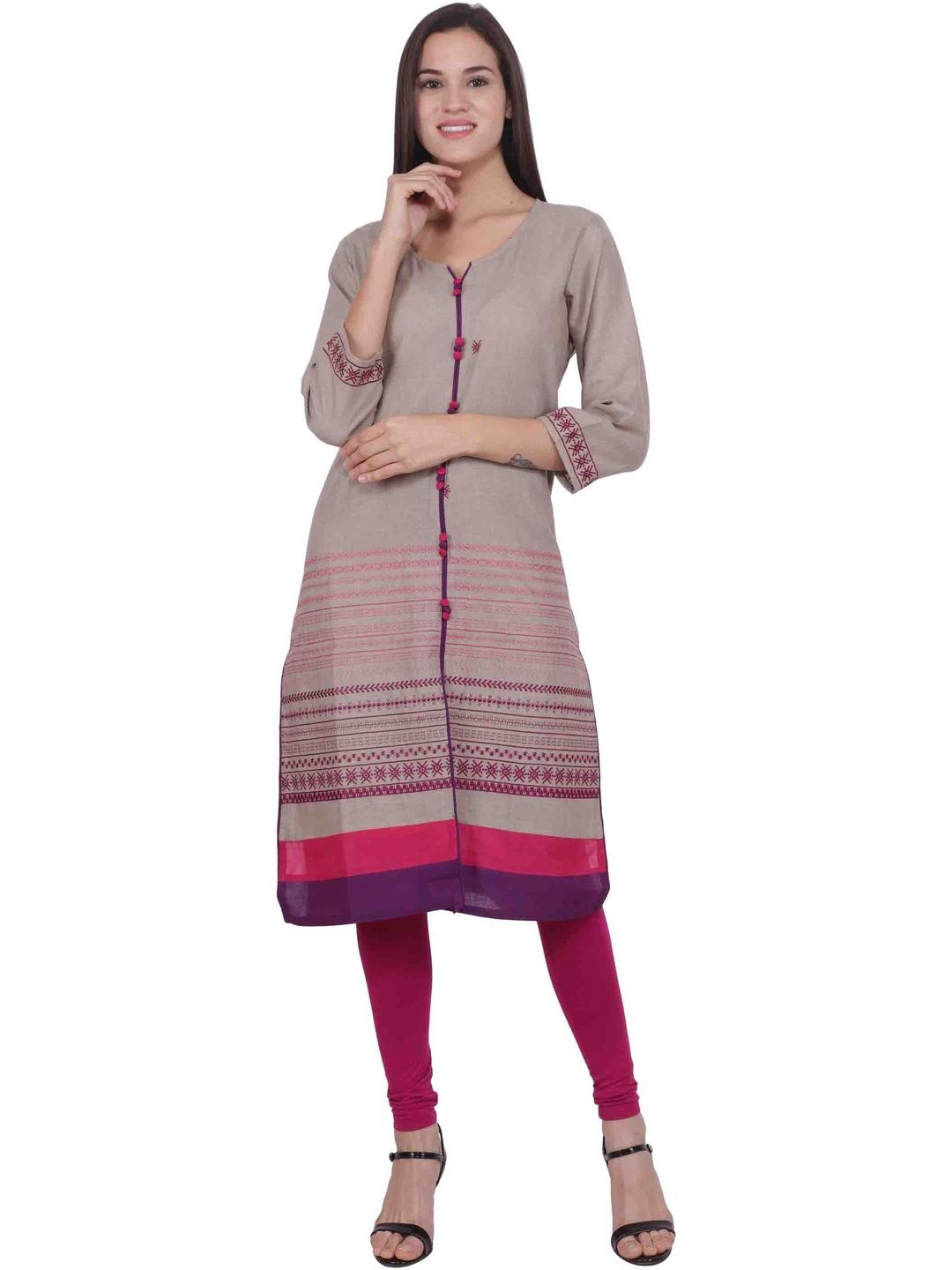RANGRIWAZ Printed V-Neck Pure Cotton Kurti-picture-23