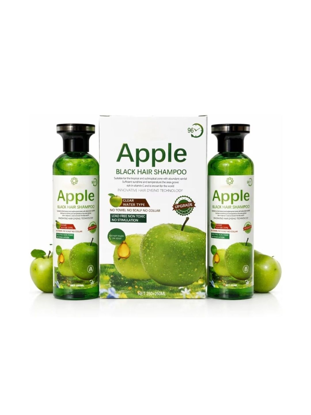 gleam soul Apple Hair Colour Shampoo - 250 ml Each - Natural Black-image-46