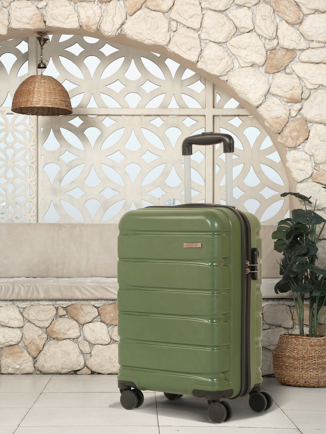 Teakwood Leathers Textured Hard Sided Cabin Trolley Suitcase - 38 L-picture-55